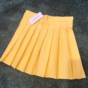 Yellow Pleated Mini Skirt
